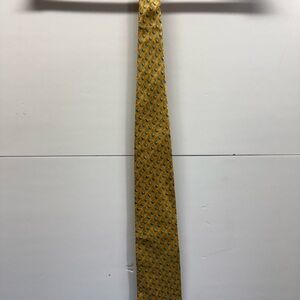 Vintage Ermenegildo Zegna Yellow Silk Tie with Teal Accent Pattern